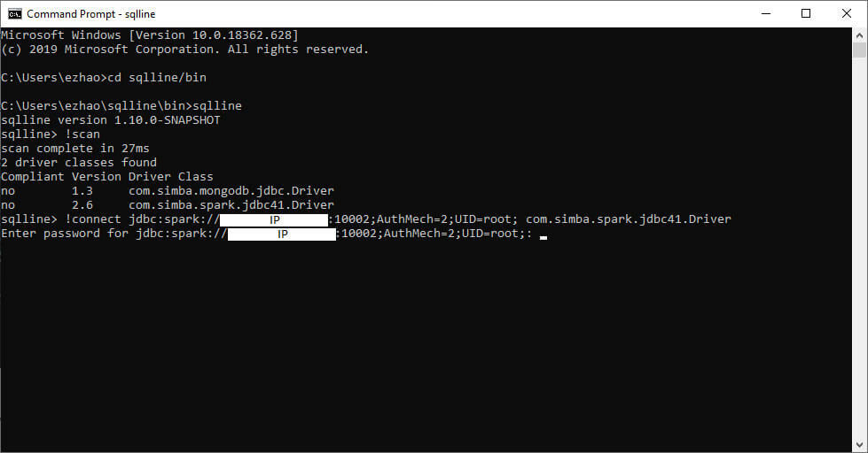 Spark JDBC SQLline Connect