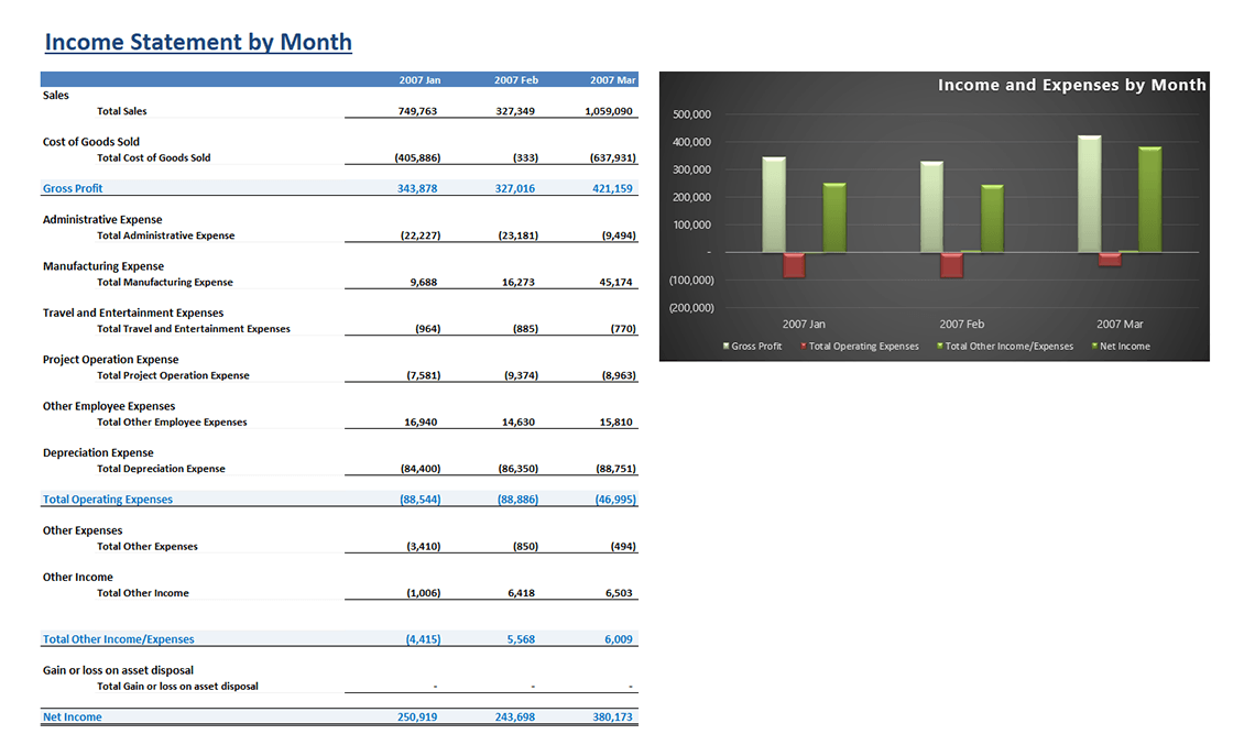 Monthly Income Statement