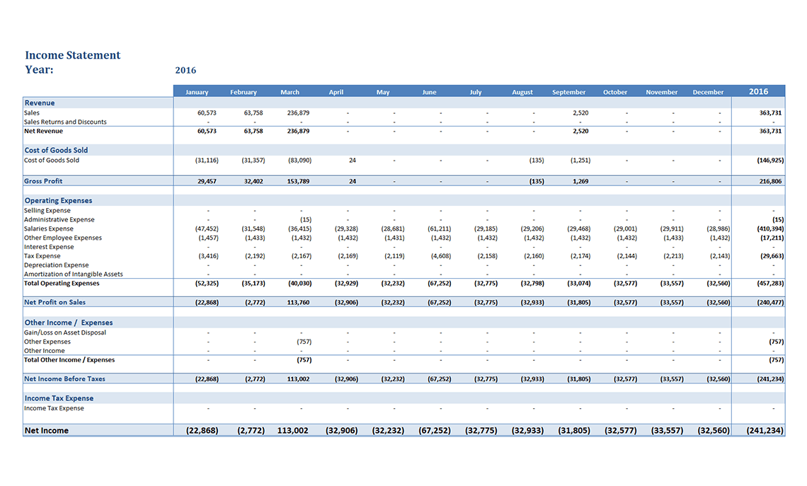 GL Income Statement Budget and Variance