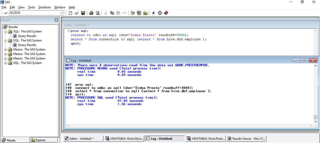 Connect to Presto in SAS Access using ODBC - Img1