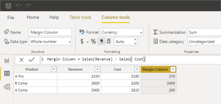 Power BI Margin Column