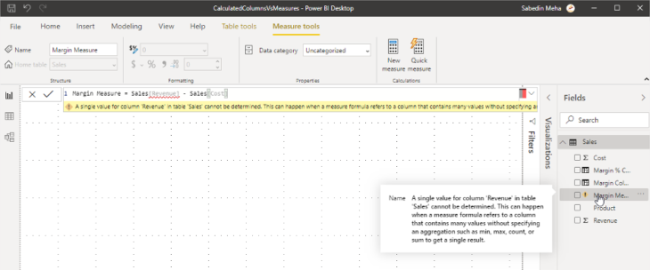 Power Bi Margin Column Measure