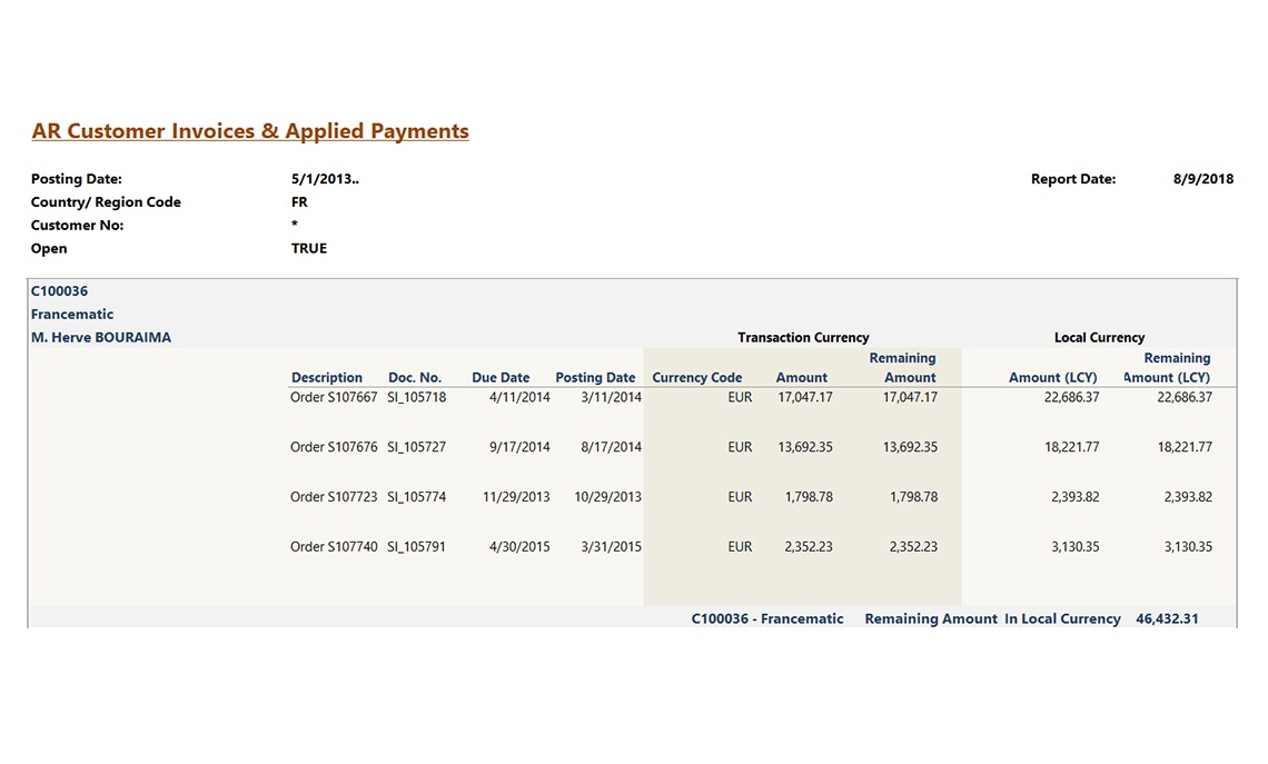 Customer Invoices and Applied Payments
