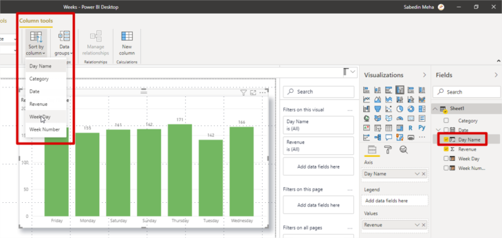 Weeks Power Bi Column Tools