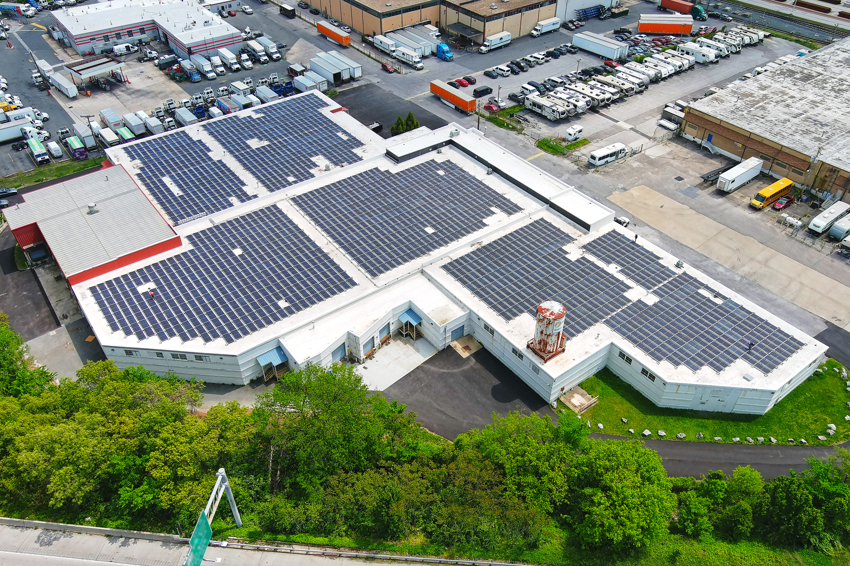 Aerial view of XD Commercial industrial property with solar panel roof