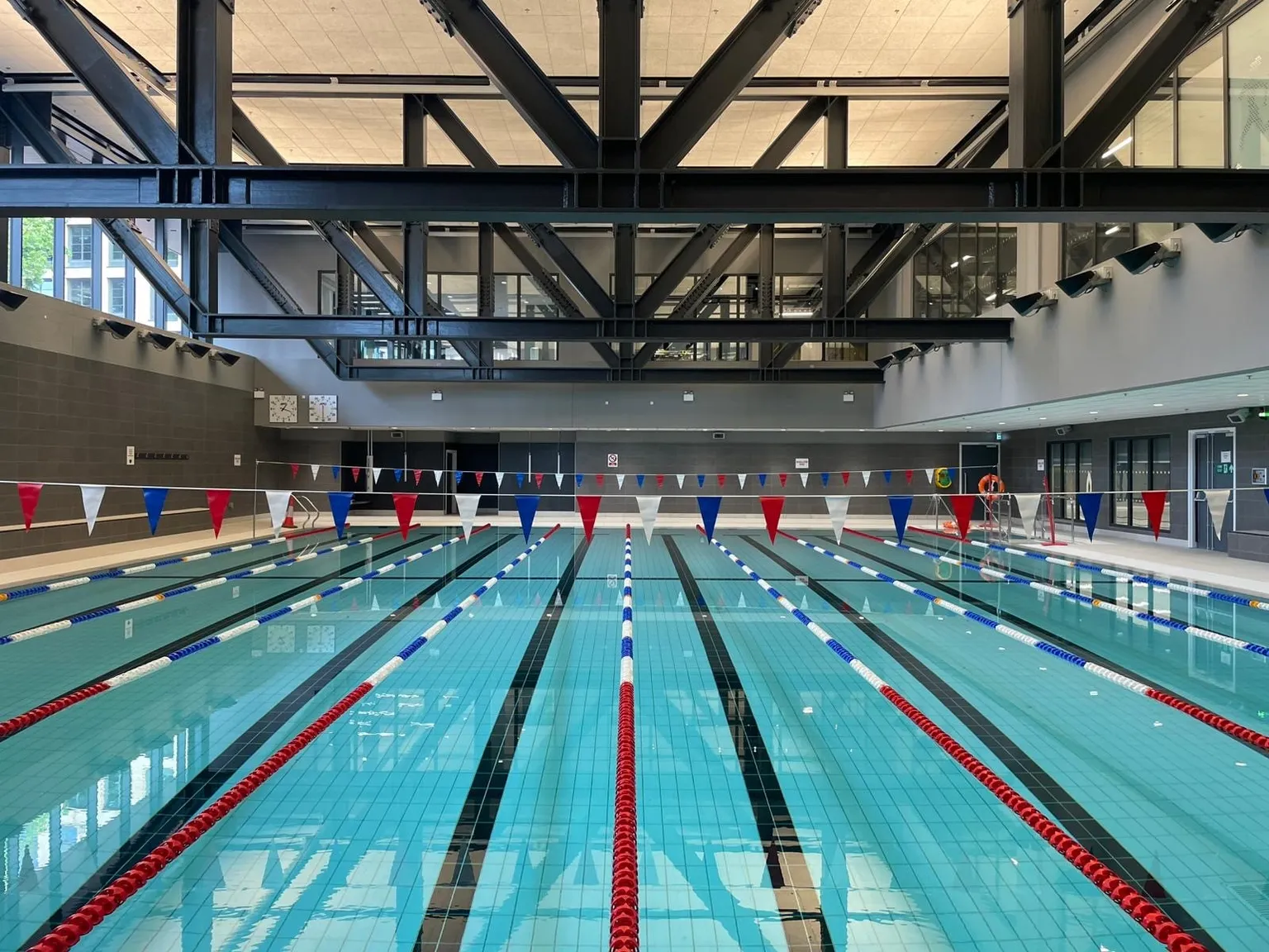 Stunning pool at Canada Water showing off the architecture