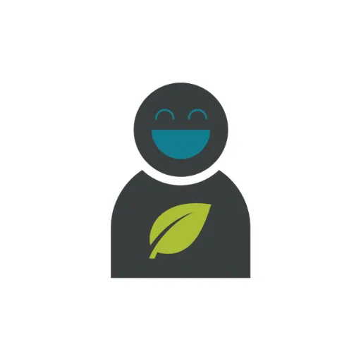 graphic of person with green leaf
