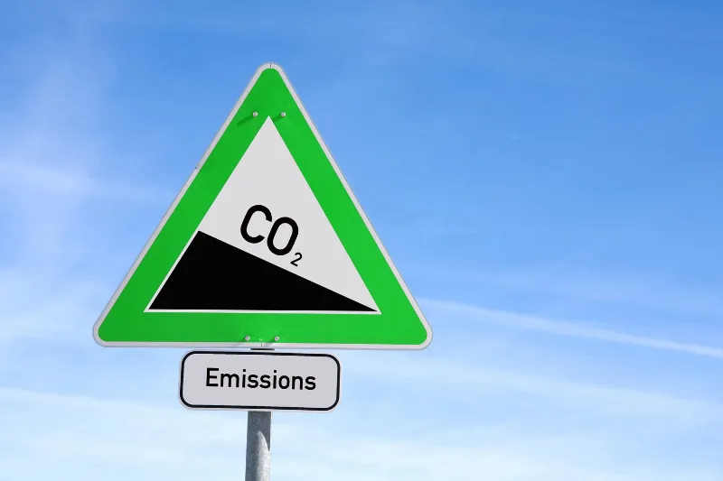 sign showing CO2 emissions