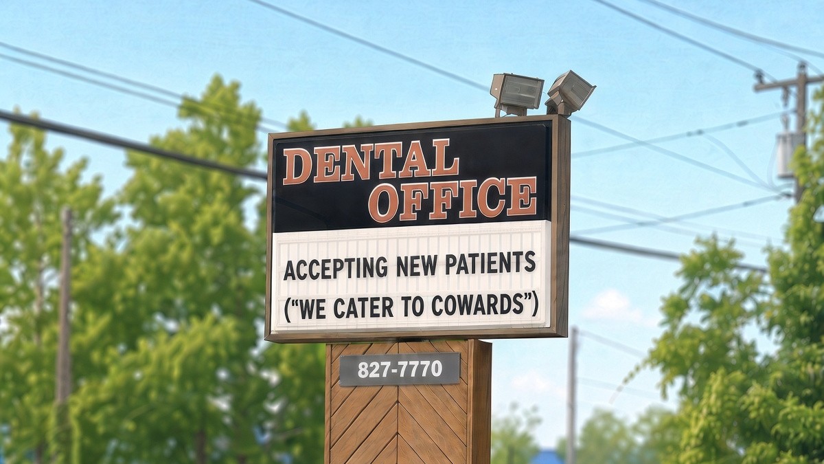 Happy patient with receptionist