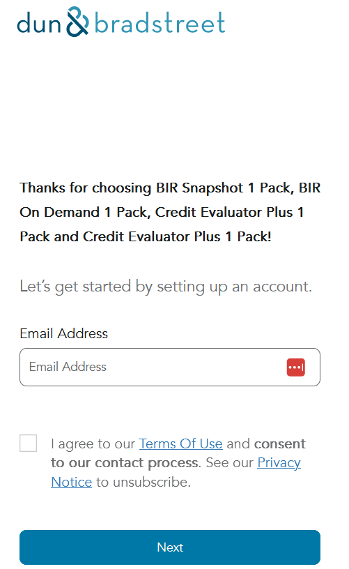 Dun & Bradstreet signup