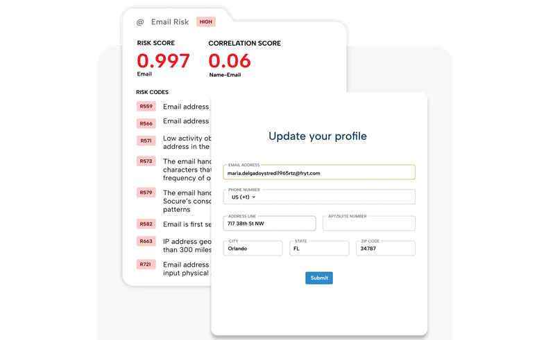 Socure email risk