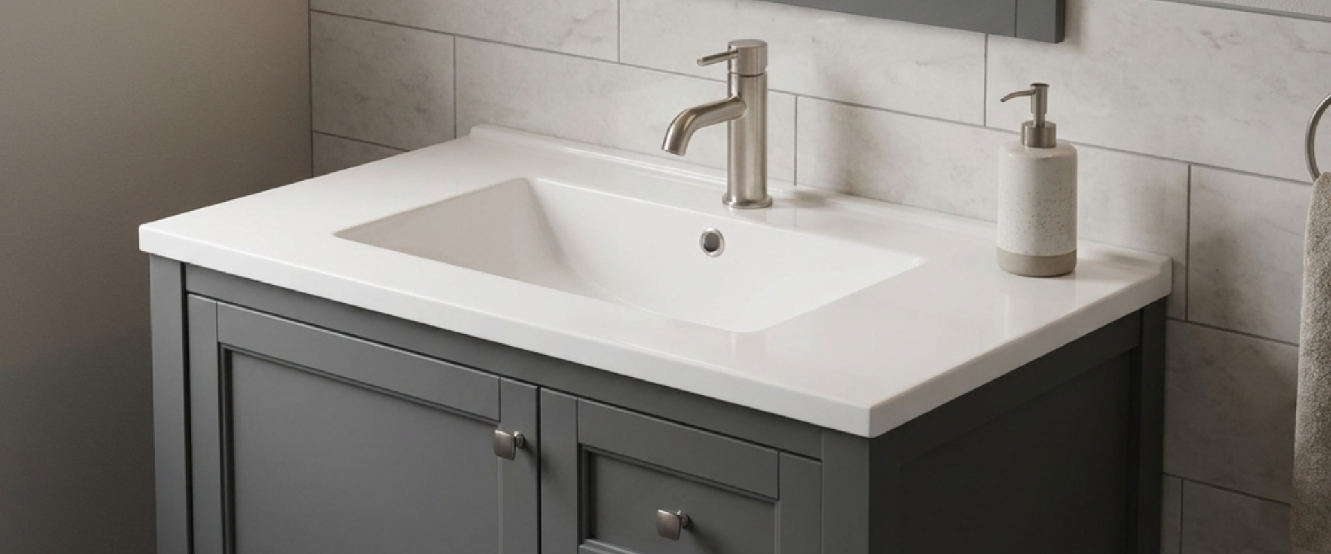 Cultured marble vanity tops wholesale for B2B commercial projects. Essential for architects specifying hotel bathrooms.