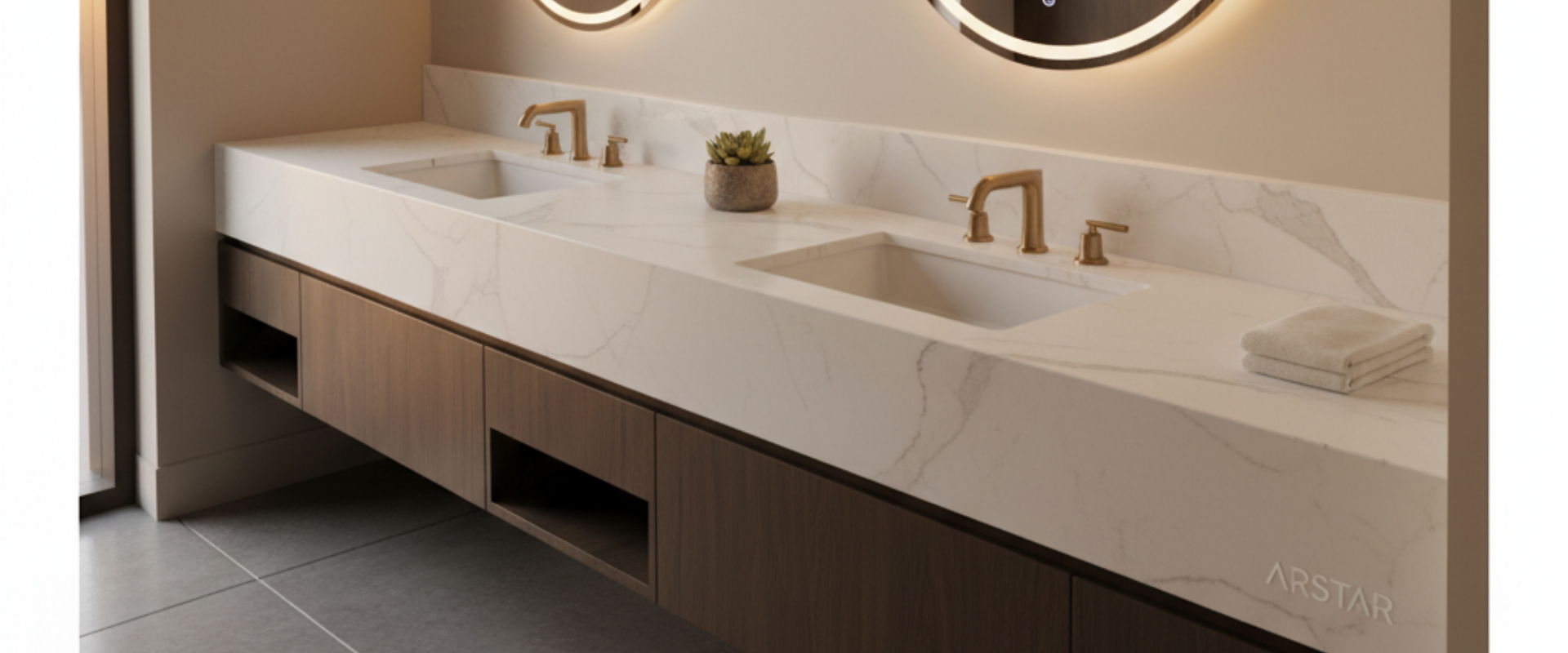 Cultured marble vanity tops, a smart wholesale choice for B2B hotel renovation & commercial construction.
