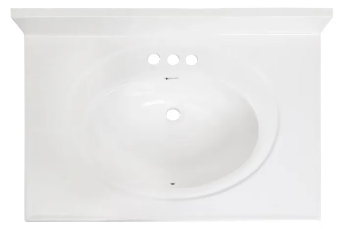 ARSTAR Oval Bowl cultured marble vanity top — 19 and 22 inch depth, integral bowl, undermount and drop-in