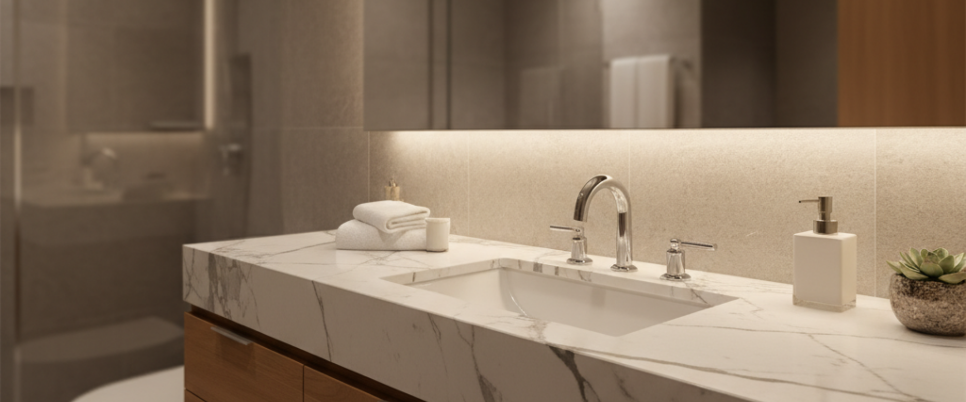 Cultured marble vanity tops wholesale for B2B commercial real estate, hospitality & property management portfolios.