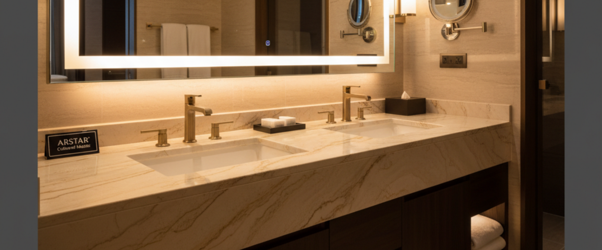 ARSTAR's cultured marble vanity tops, a top wholesale choice for B2B commercial, hotel, and multi-family construction projects.