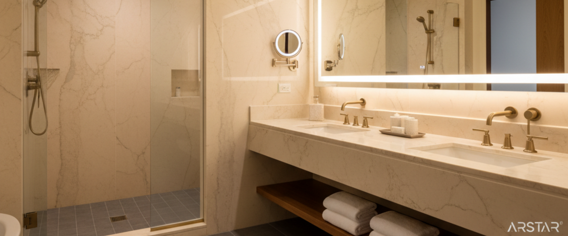 Cultured marble in commercial bathrooms. Maximize hotel & multifamily property ROI and durability for B2B buyers.