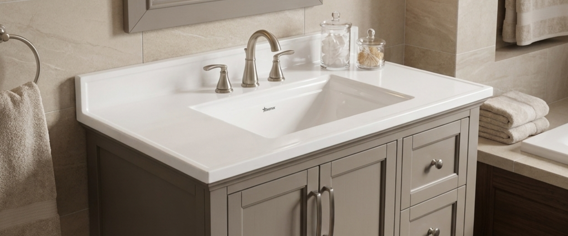 Cultured marble vanity tops wholesale for B2B buyers in commercial construction and hotel renovations.