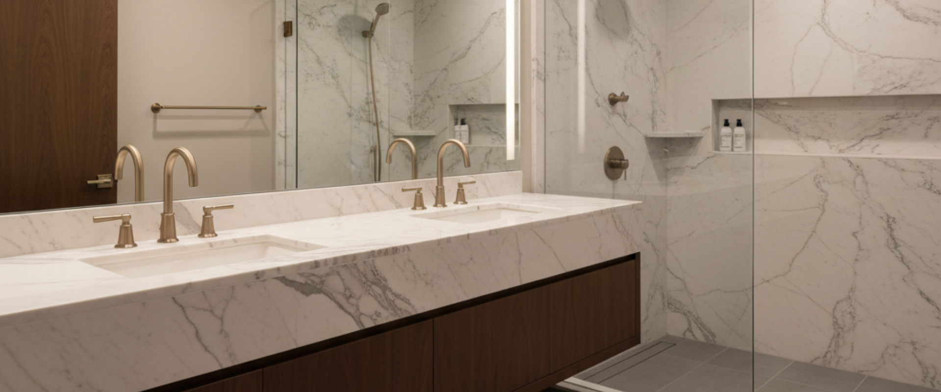 Cultured marble vanity top with integrated sink, showcasing durability and elegance for B2B hotel and property upgrades
