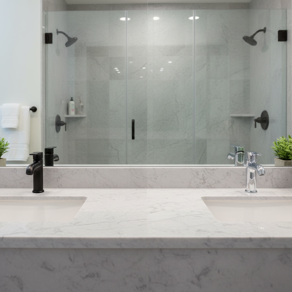 Cultured marble vanity tops & shower panels: matte vs. gloss finish comparison for B2B buyers.
