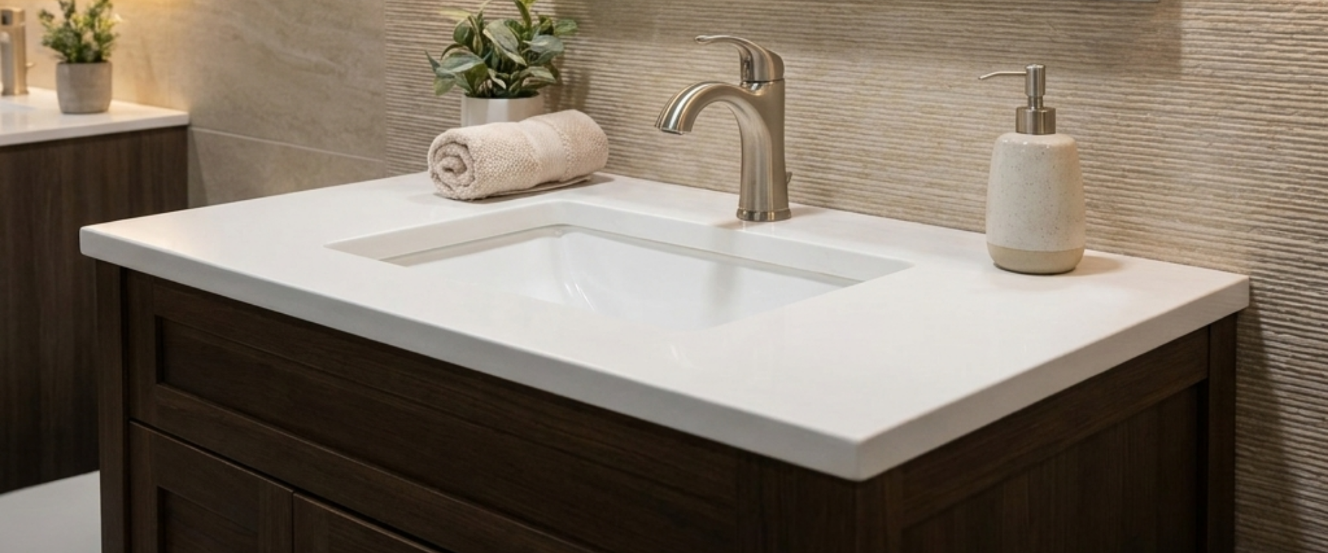 Cultured marble private label manufacturing with custom branding for B2B hotel, contractor, and property buyers.