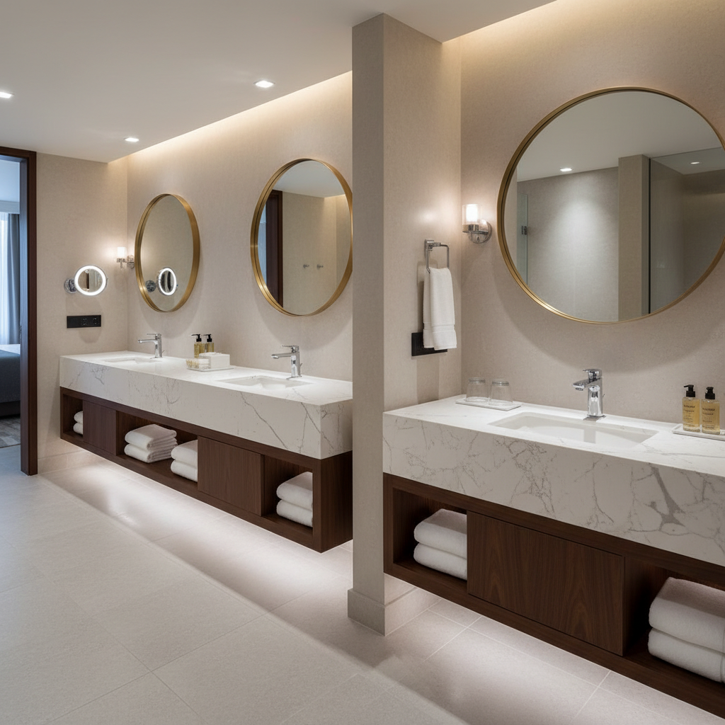 ARSTAR cultured marble vanity tops for wholesale B2B procurement. Boost ROI & efficiency for hotel and commercial projects.