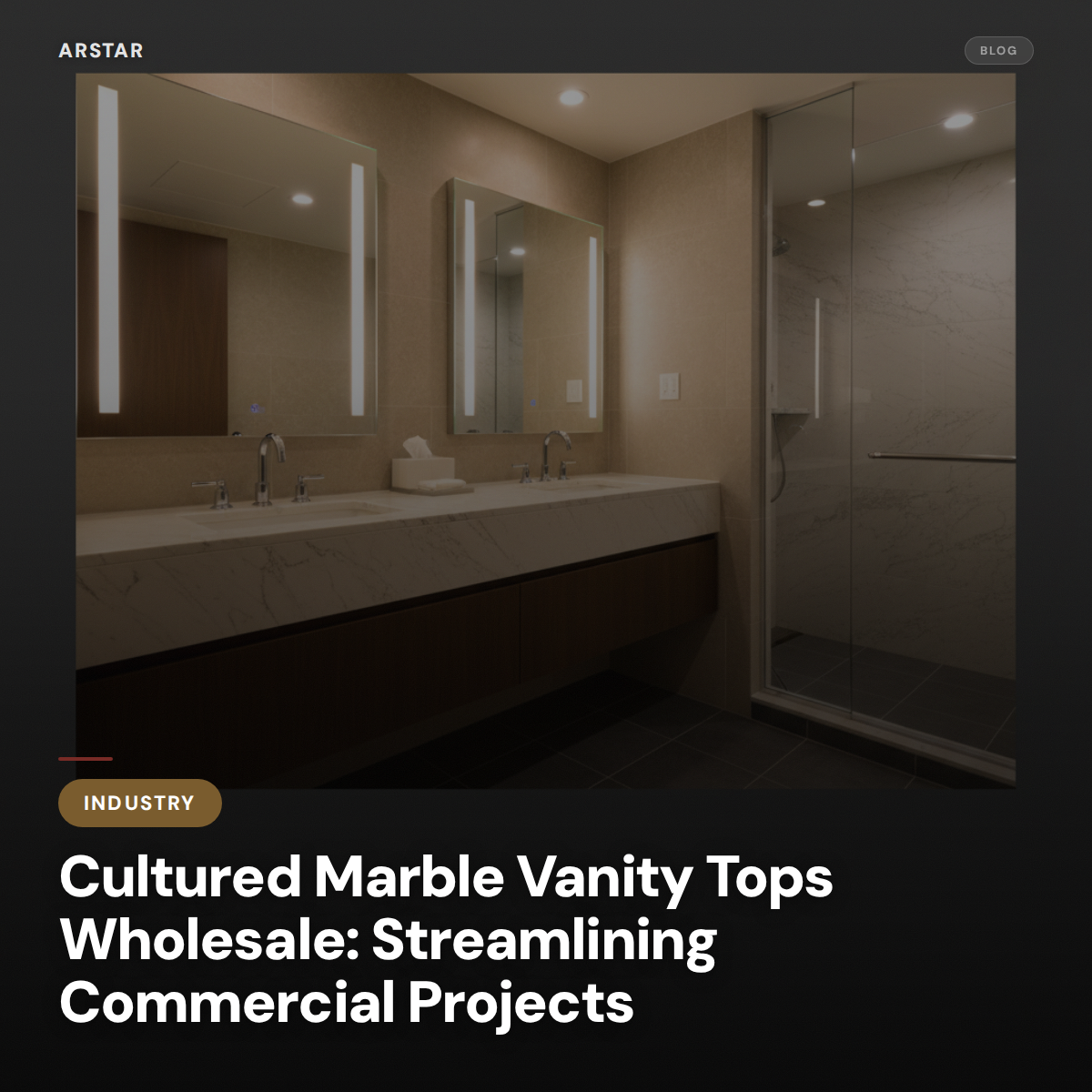 B2B cultured marble vanity tops, wholesale supplier. Streamline commercial bathroom & hotel renovation projects.
