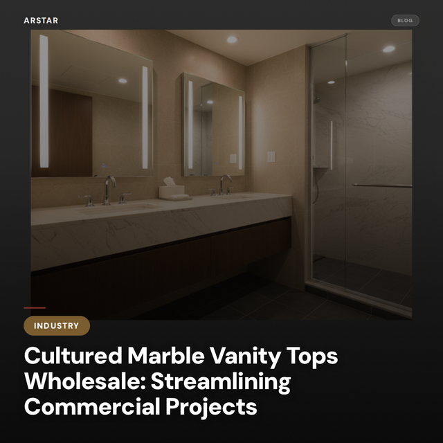 B2B cultured marble vanity tops, wholesale supplier. Streamline commercial bathroom & hotel renovation projects.