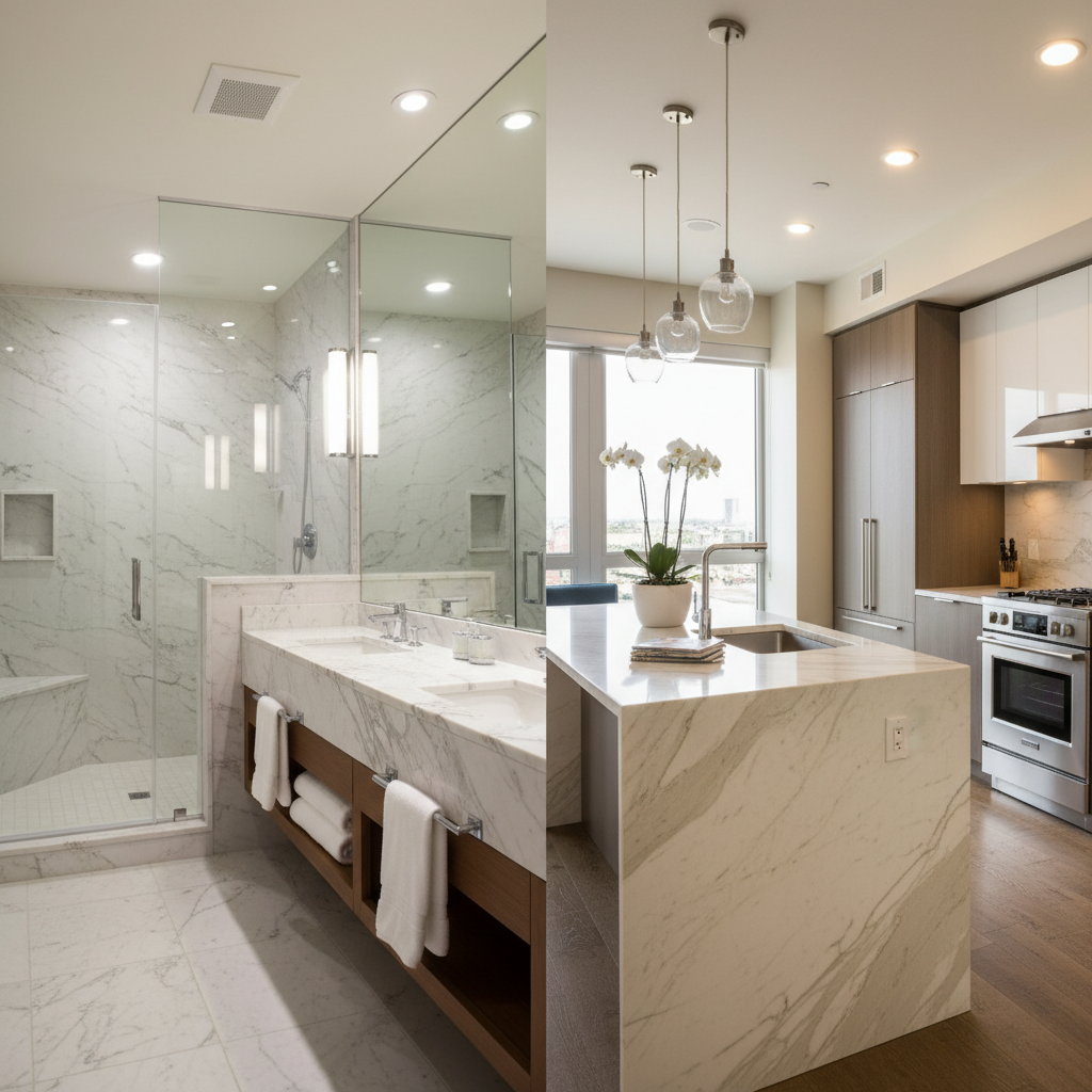 Cultured marble in commercial bathrooms. Maximize hotel & multifamily property ROI and durability for B2B buyers.