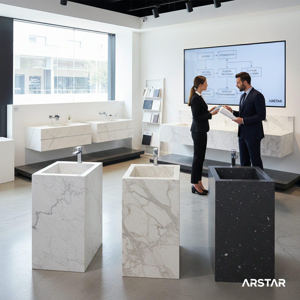 Custom cultured marble vanity tops for wholesale B2B buyers in commercial design and hotel renovation projects.