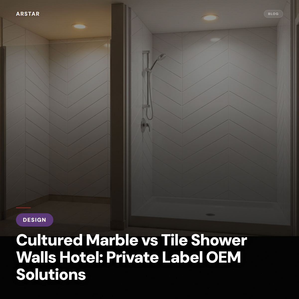 Cultured marble shower panels for hotel bathrooms. Discover OEM private label solutions for hospitality and multifamily.