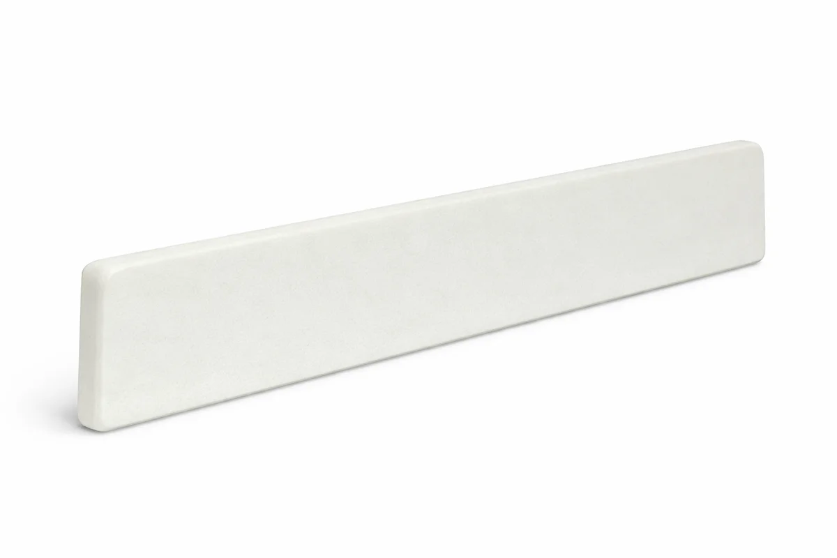 ARSTAR cultured marble backsplash panel in a light finish, shown at an angle