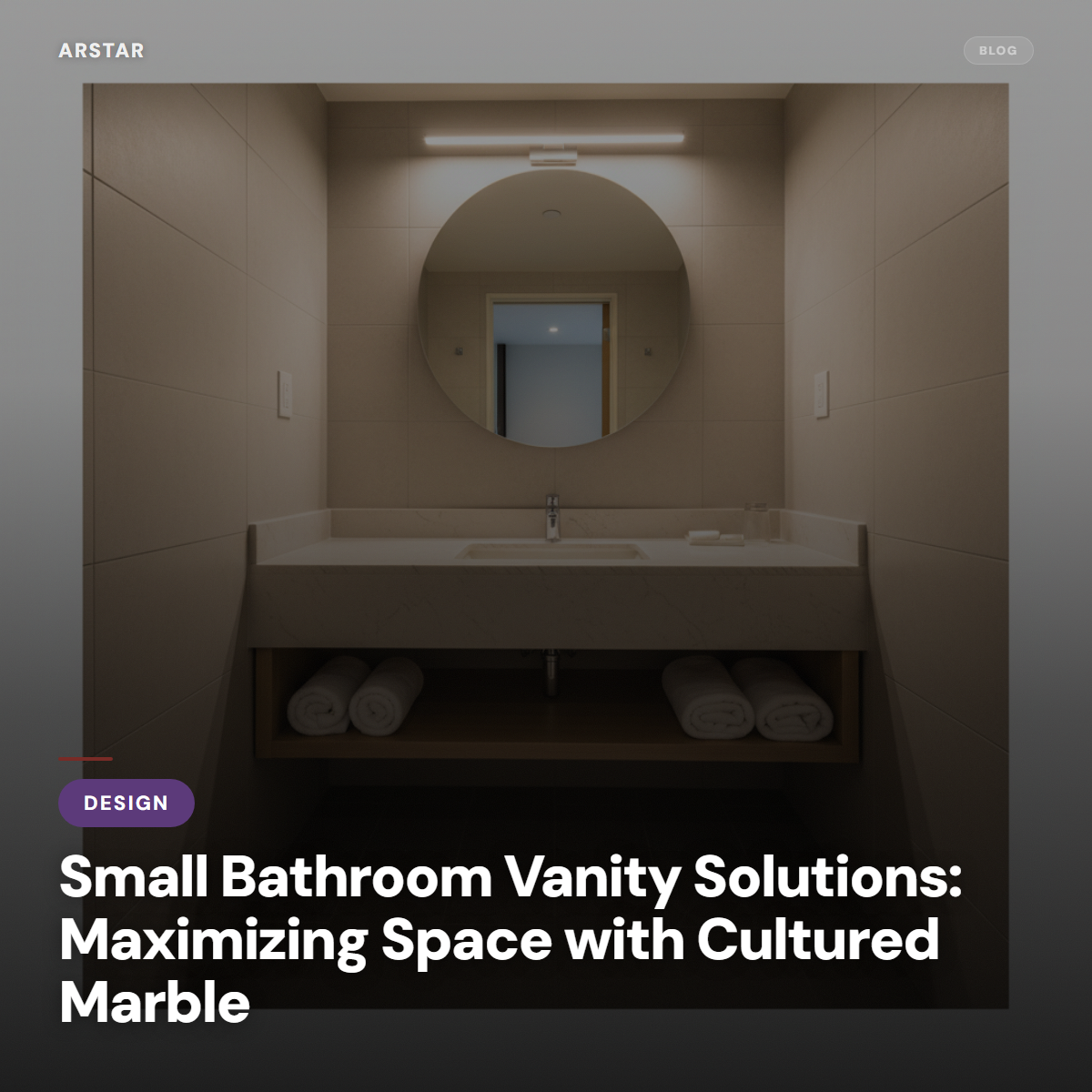 Cultured marble small bathroom vanity with integral bowl, maximizing space for B2B hotel and property buyers