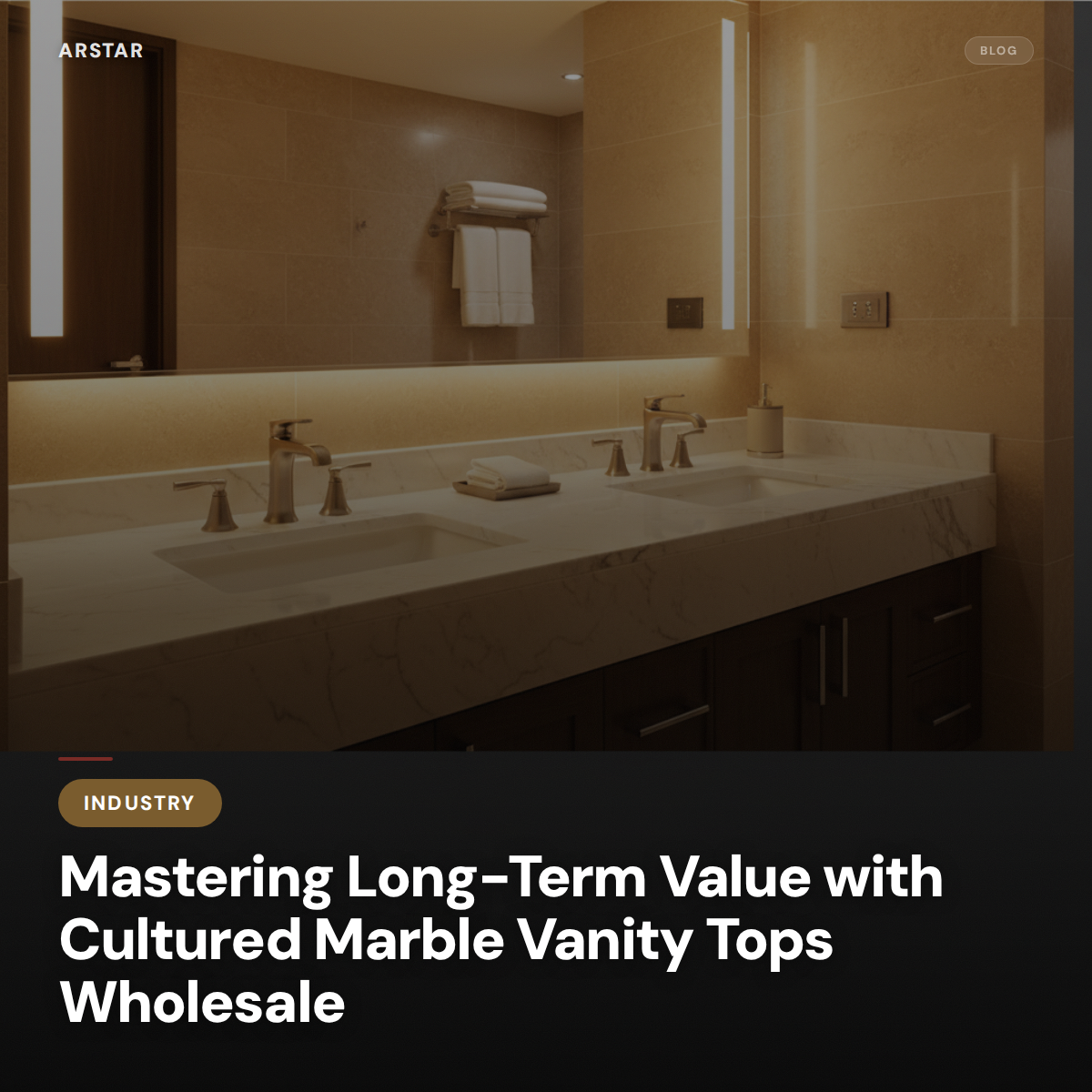 ARSTAR cultured marble vanity tops for wholesale B2B commercial bathrooms. Durable, cost-efficient hotel renovation.