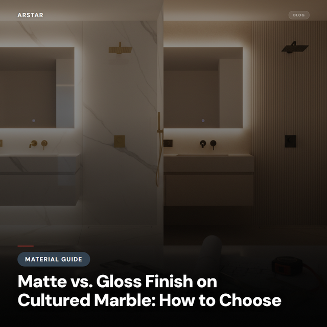 Cultured marble vanity tops & shower panels: matte vs. gloss finish comparison for B2B buyers.