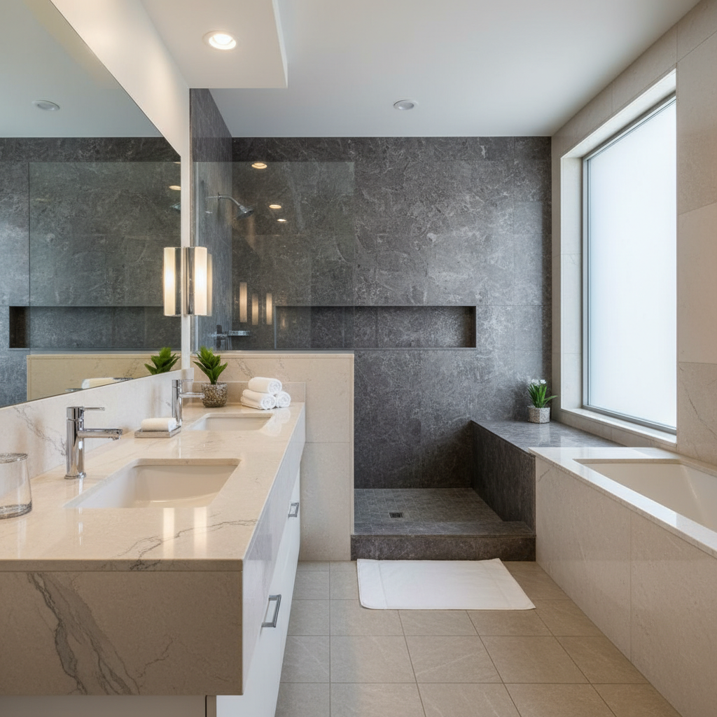 Cultured marble private label manufacturing with custom branding for B2B hotel, contractor, and property buyers.