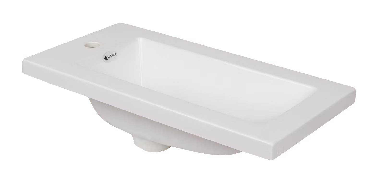 Capri Small cultured marble vanity top — side detail, white