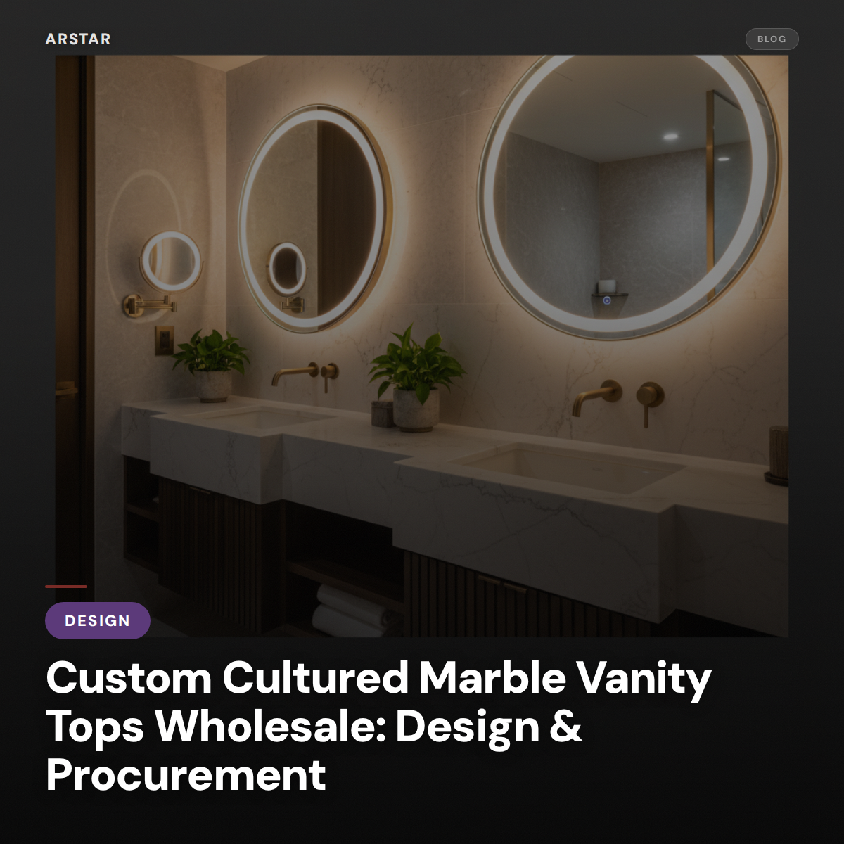 Custom cultured marble vanity tops for wholesale B2B buyers in commercial design and hotel renovation projects.