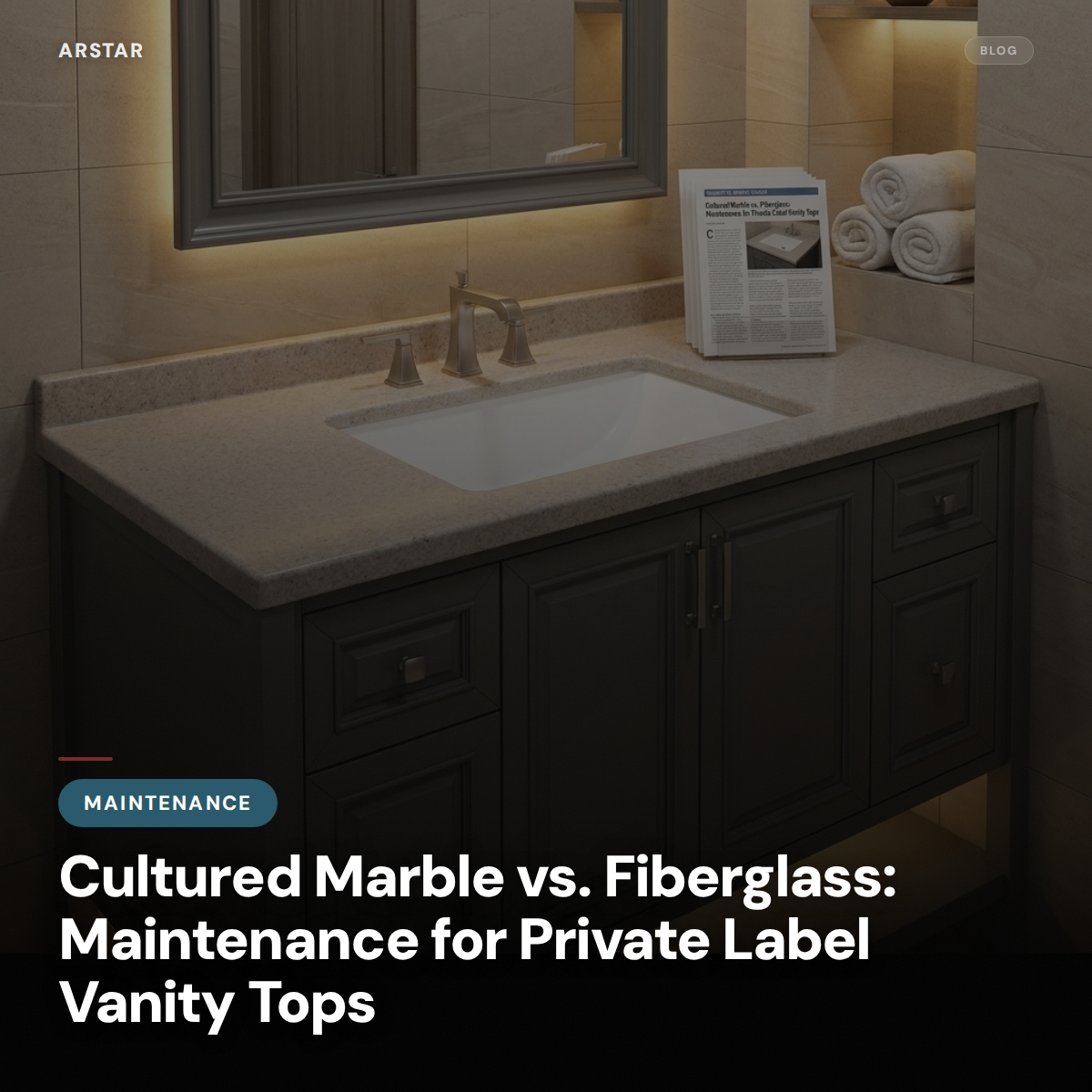 Cultured marble vs fiberglass vanity tops for private label OEM. Essential maintenance tips for builders & hospitality.