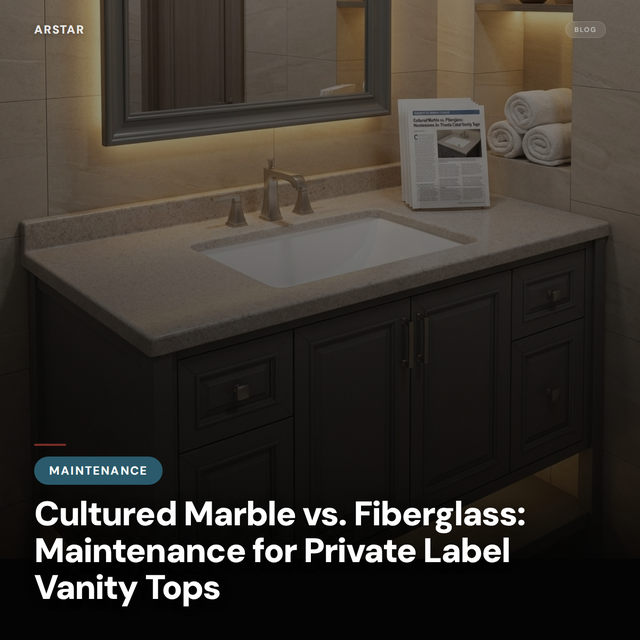 Cultured marble vs fiberglass vanity tops for private label OEM. Essential maintenance tips for builders & hospitality.