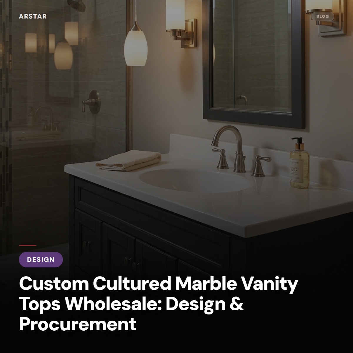 Custom cultured marble vanity tops for wholesale B2B buyers in commercial design and hotel renovation projects.