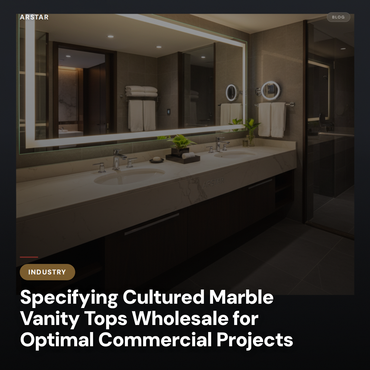 Cultured marble vanity tops wholesale for B2B commercial projects. Essential for architects specifying hotel bathrooms.