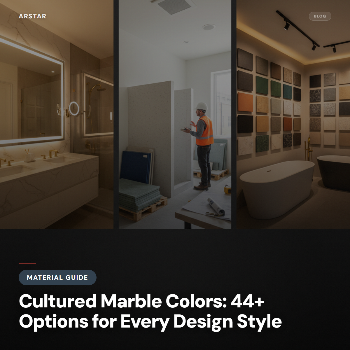 ARSTAR cultured marble samples in various colors, showcasing elegant and durable options for hotel and property upgrades.