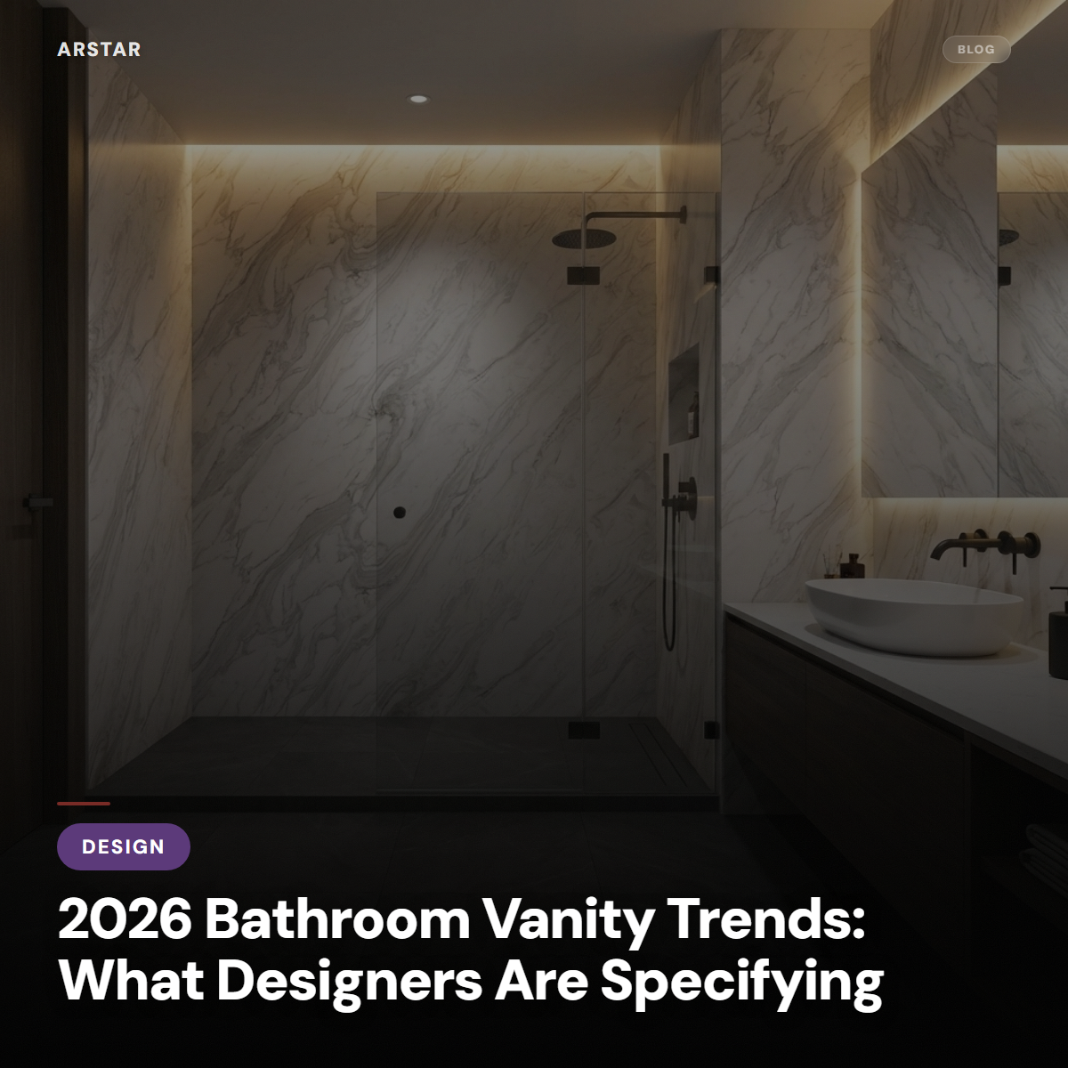 Modern bathroom with a floating cultured marble vanity in a warm tone, showcasing 2026 design trends for B2B buyers.