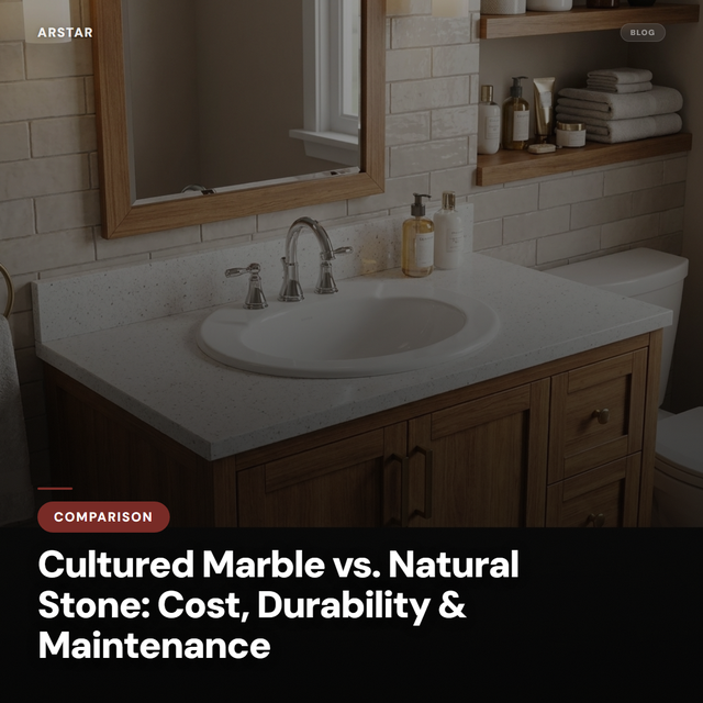Cultured marble vs. natural stone comparison for B2B buyers: cost, durability, and maintenance for hotels and properties.