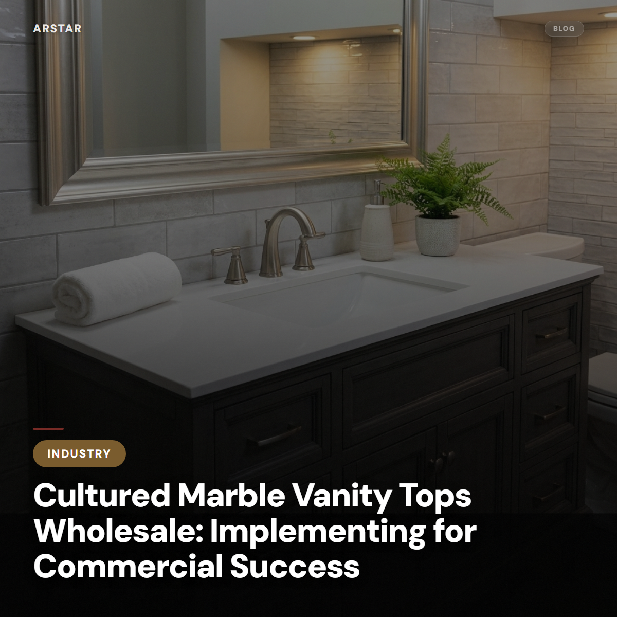 Cultured marble vanity tops ready for wholesale. Ideal for B2B commercial and hospitality renovation projects.