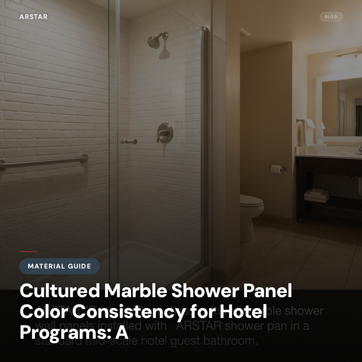 Visualizing consistent cultured marble shower panel colors, crucial for B2B hotel renovation and hospitality procurement.