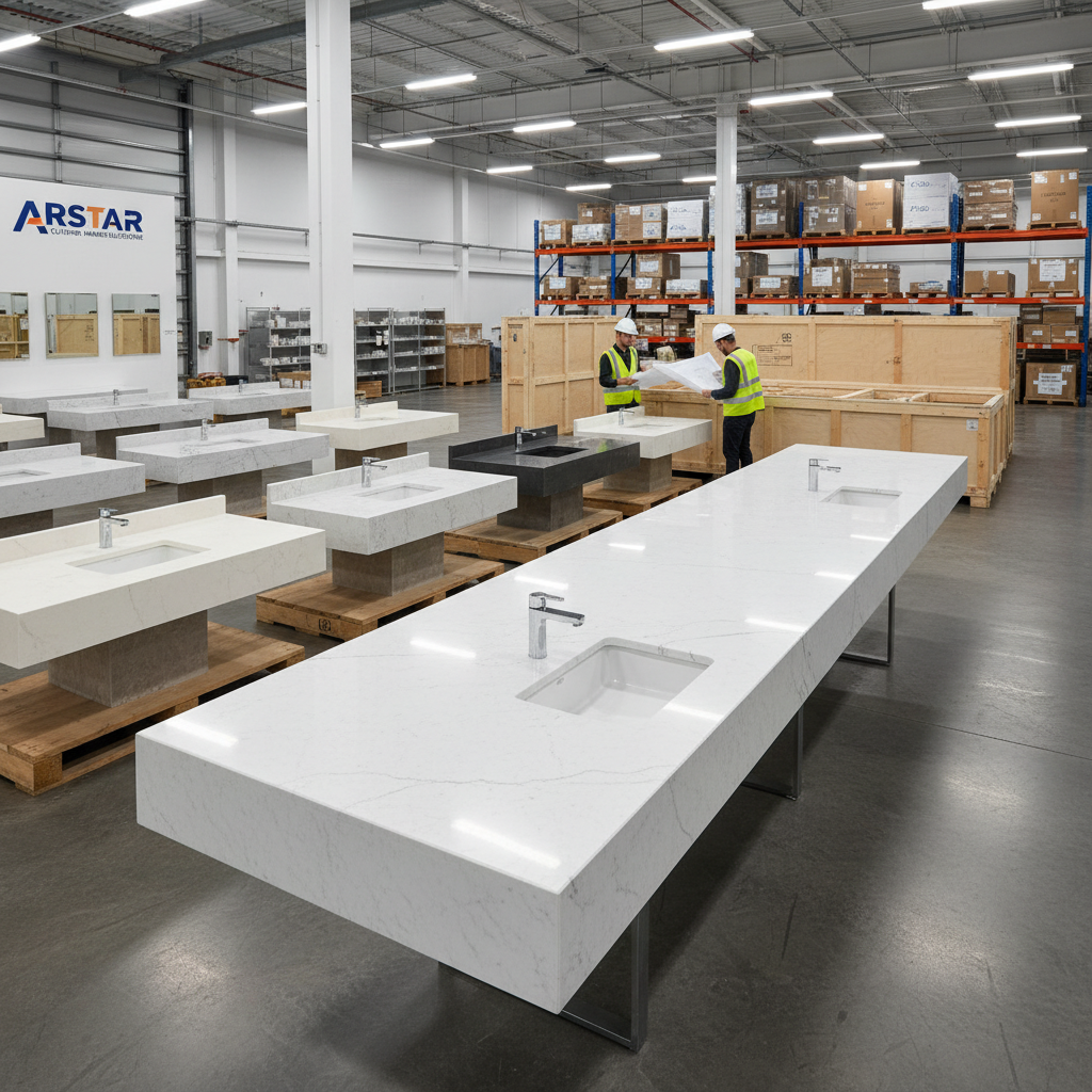 ARSTAR's cultured marble vanity tops wholesale. Essential for builders, hospitality, and commercial project procurement.