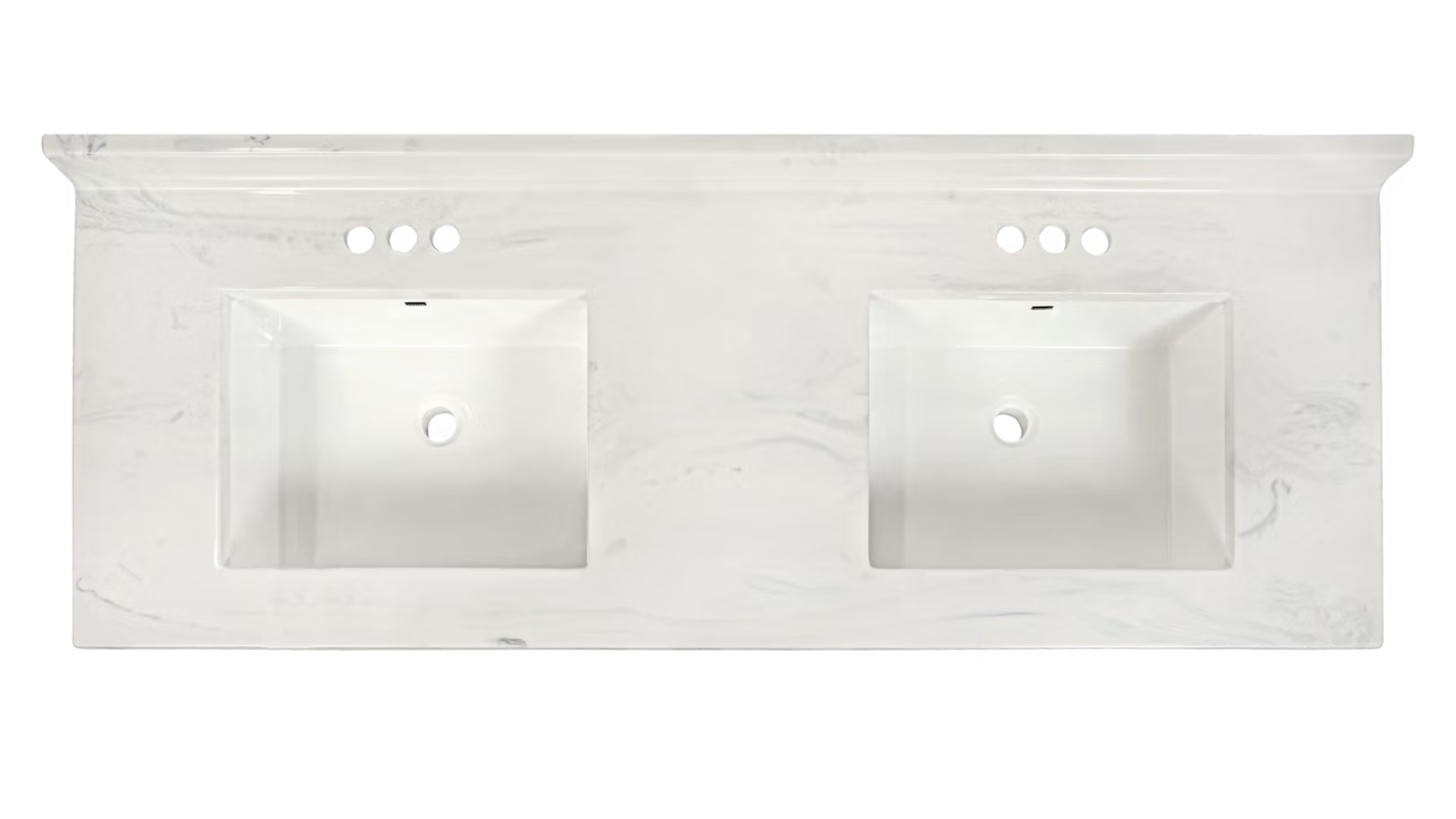 Charlotte cultured marble vanity top — top view, double bowl