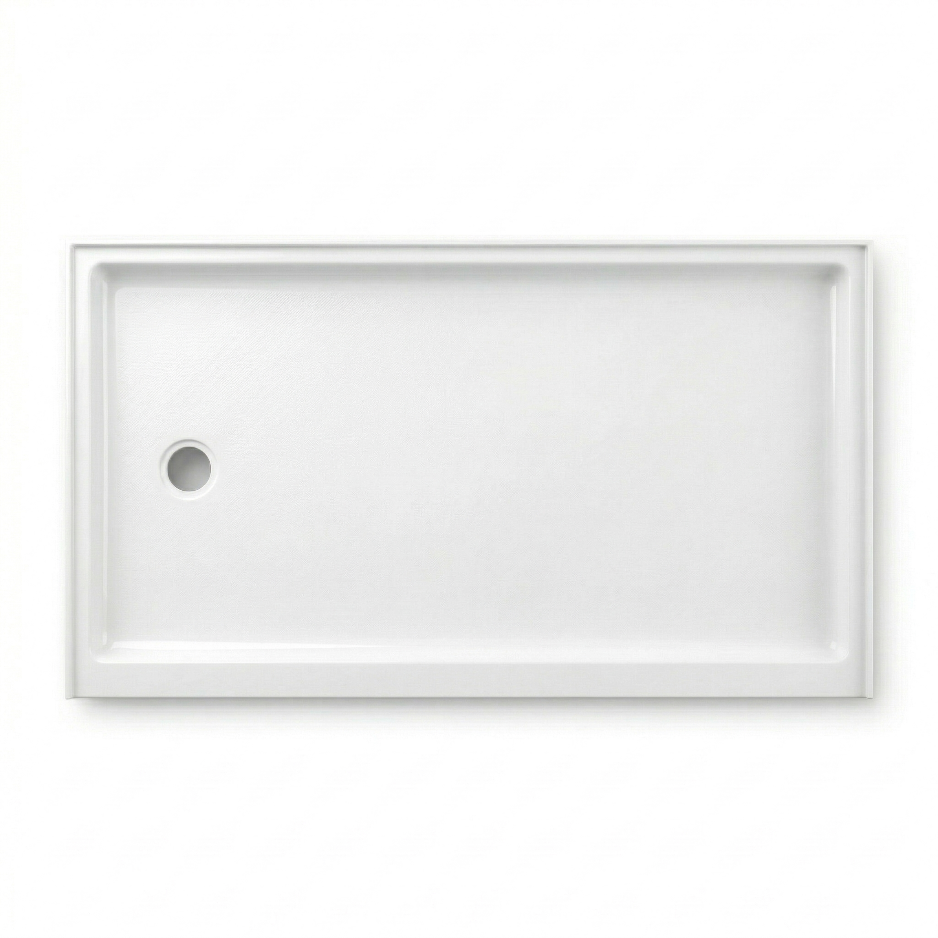 ARSTAR 32"×60" Left Drain cultured marble shower pan top view